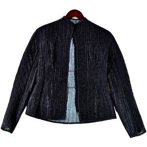 Gary Graham Vintage Black 100% Silk Armor Jacket Size 4 Long Sleeve Rare Limited